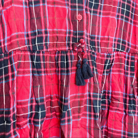 Boden kids tunic dress red flannel tie waist 11/12 - Picture 4 of 5